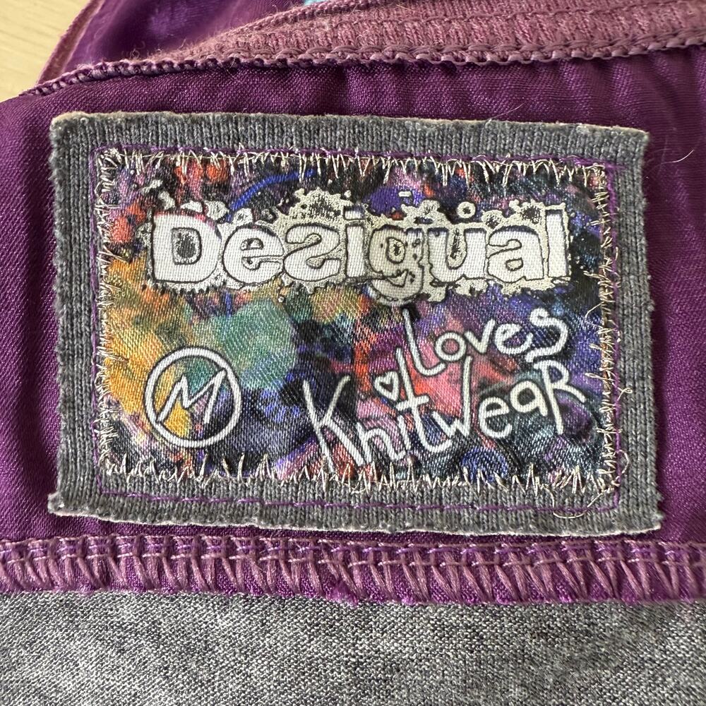 Desigual Graphic Print Tie Henley Top Whimsigoth Whimsy Twee Y2k Fairy Grunge M - Picture 6 of 10